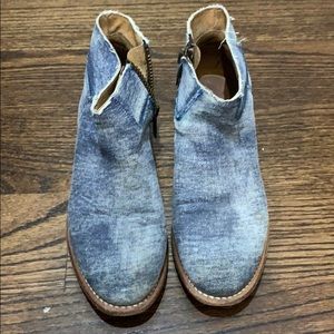 Denim booties